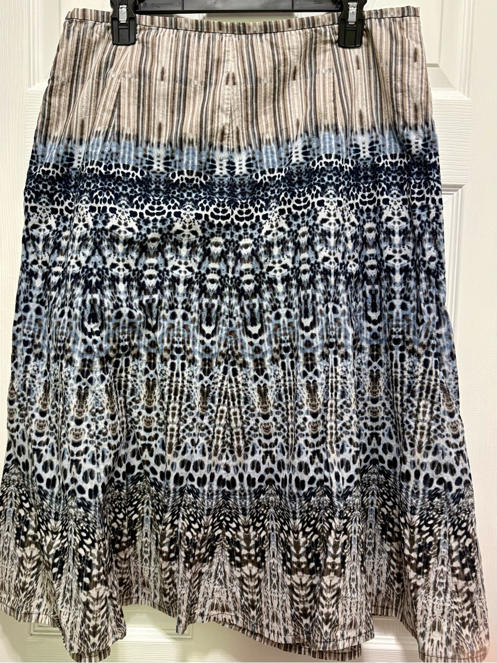 Liz Claiborne Cotton Midi Skirt Blue Print Lined Boho Coastal Cottagecore - Picture 7 of 10